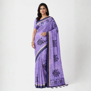 Ajrak Print Tissue Cotton Linen Saree