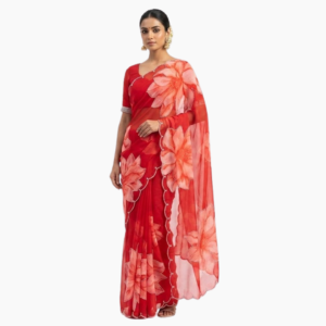 Georgette Soft Lightweight Wine Pink Saree