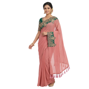 Chinos Satin Saree with Golden Butti